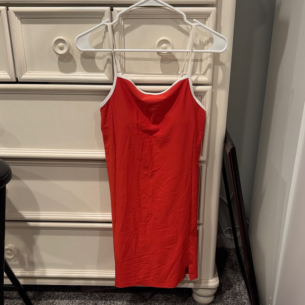 Athletic Red Romper with White Trim